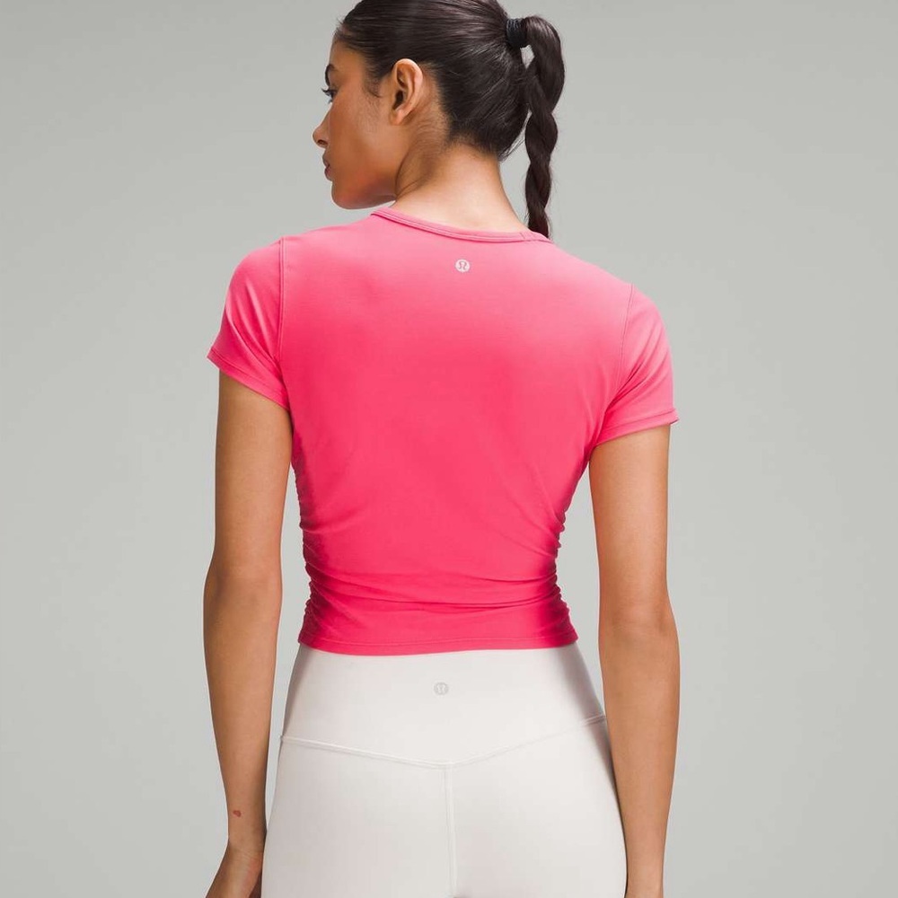 Lululemon All It Takes ribbed  Short-Sleeve Shirt pink